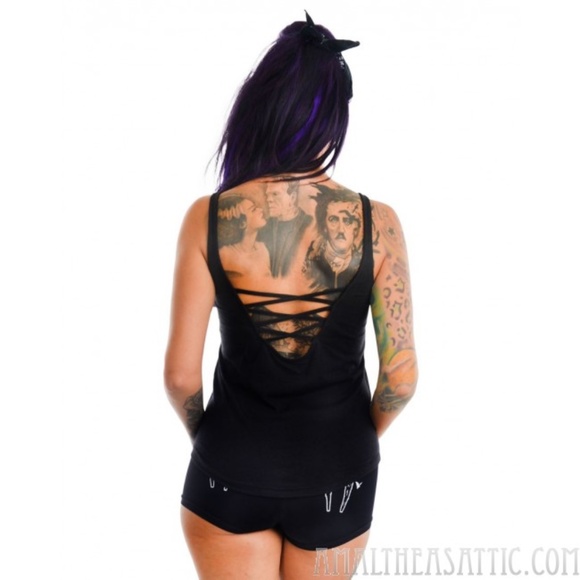 Twilight Fades Girl & Bats Strappy Back Tank Top - Picture 2 of 3